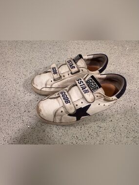 Golden Goose White Kids Sneakers with Navy Star and Velcro GGDB 31